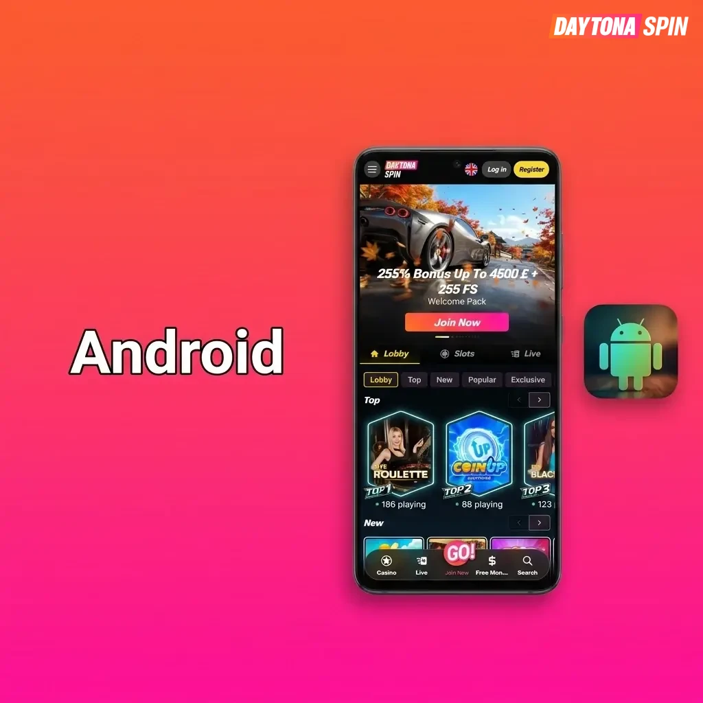 Daytona Spin Android app APK download and installation guide for devices running Android 6.0 or above
