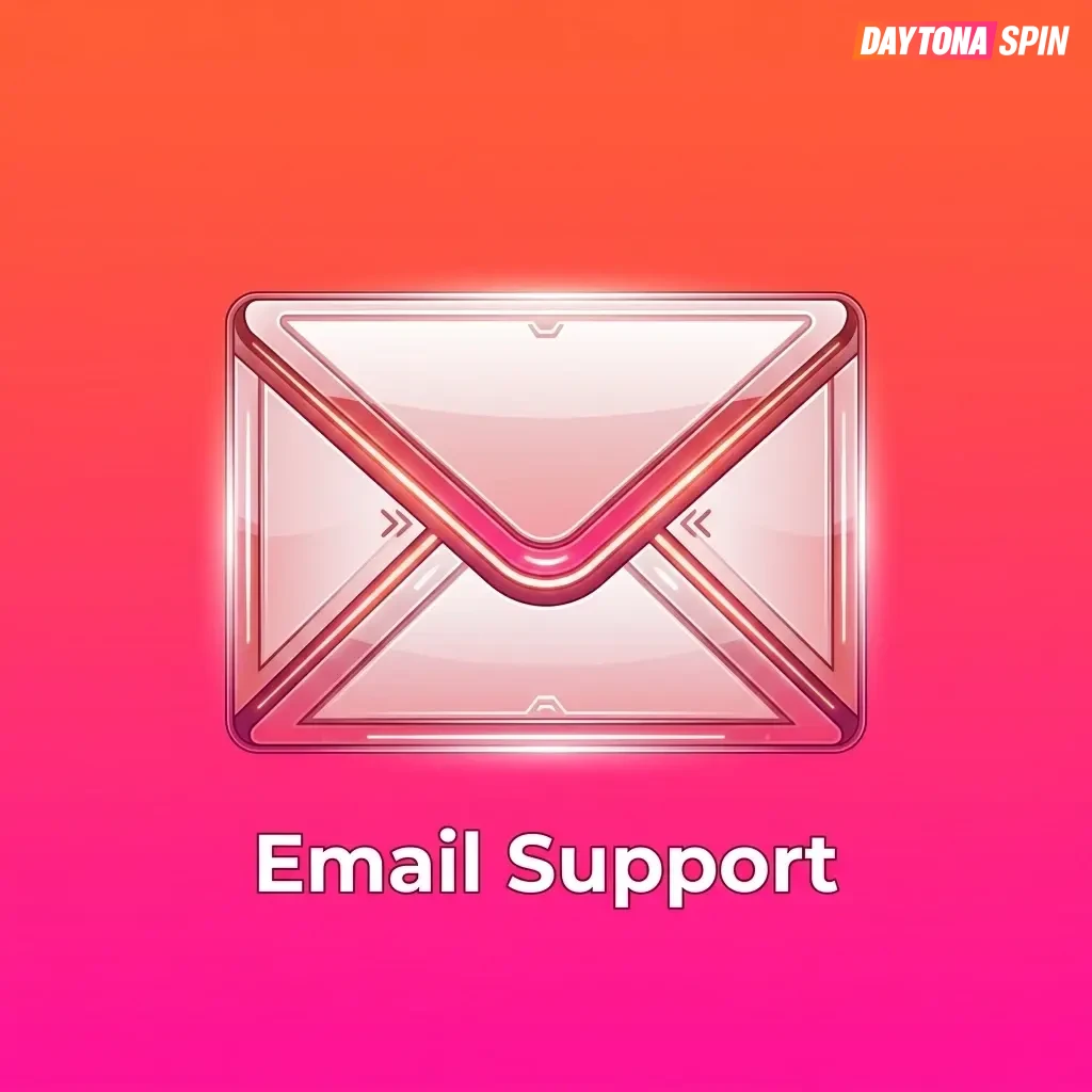 Email support contact form for Daytona Spin casino with 24-hour response for account queries and KYC submissions