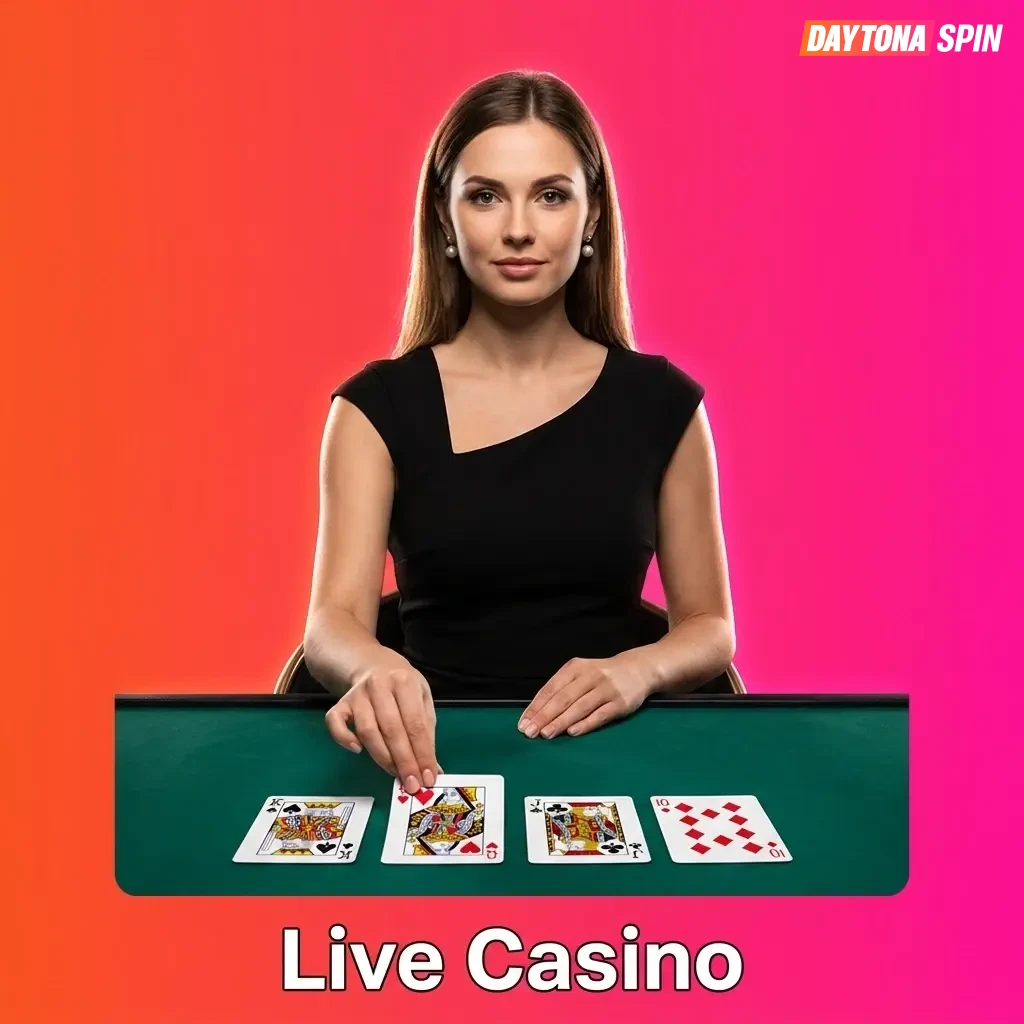 Daytona Spin live casino with real dealers streaming HD blackjack, roulette, baccarat and more for UK players