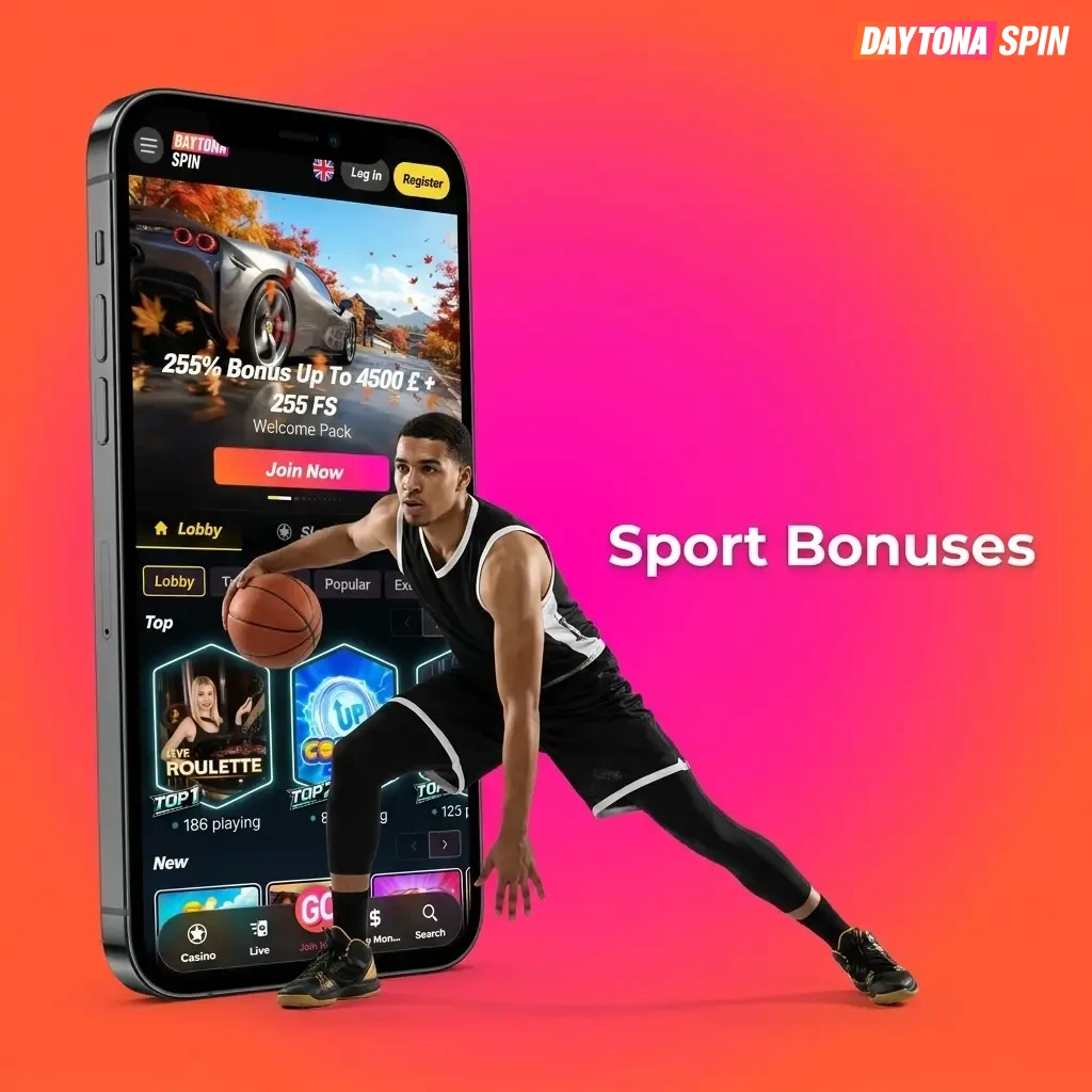 Daytona Spin sport bonuses including welcome offer, accumulator boost, cricket price boost, esports free bet and loyalty refund