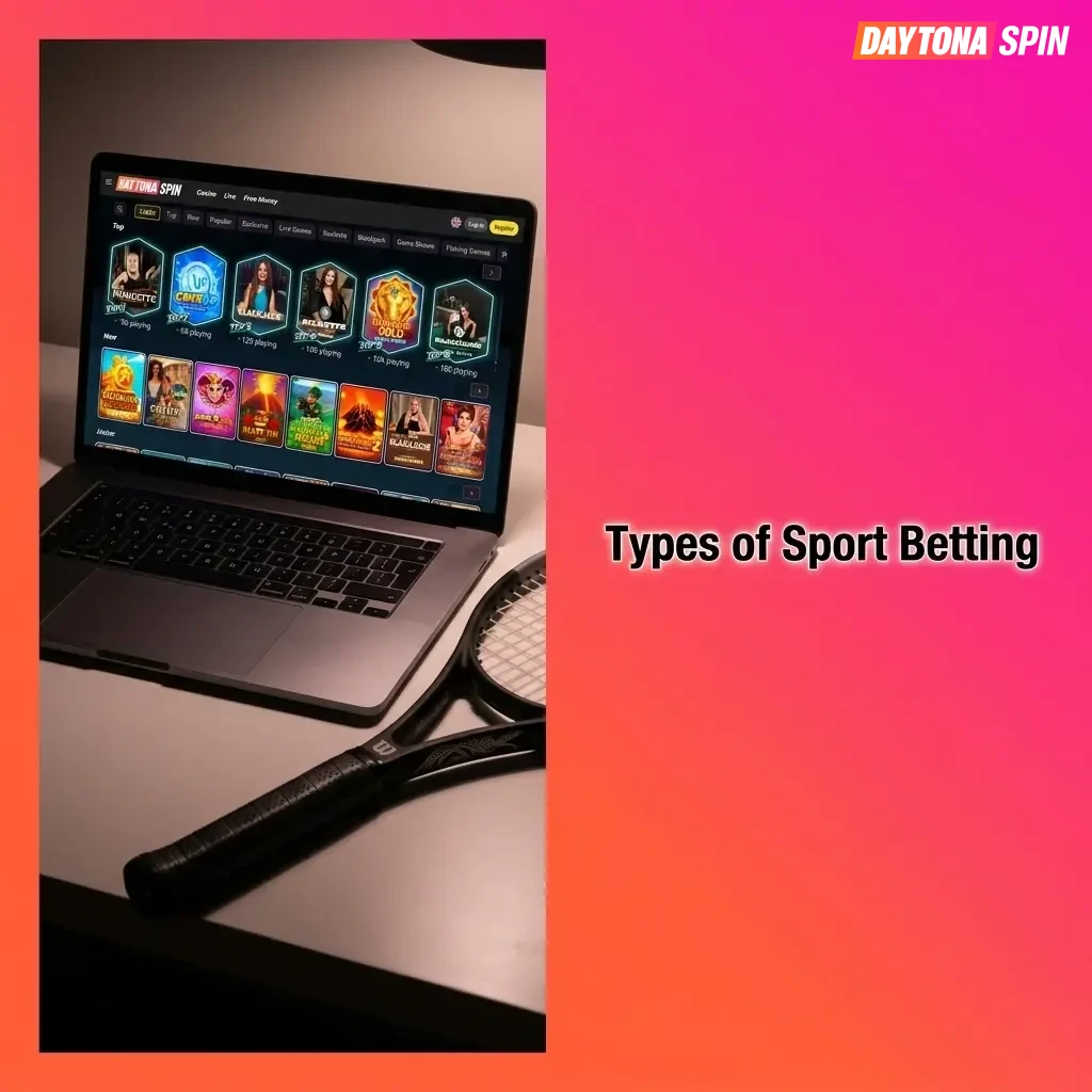 Types of sport betting at Daytona Spin covering football, horse racing, cricket, tennis and boxing for UK bettors