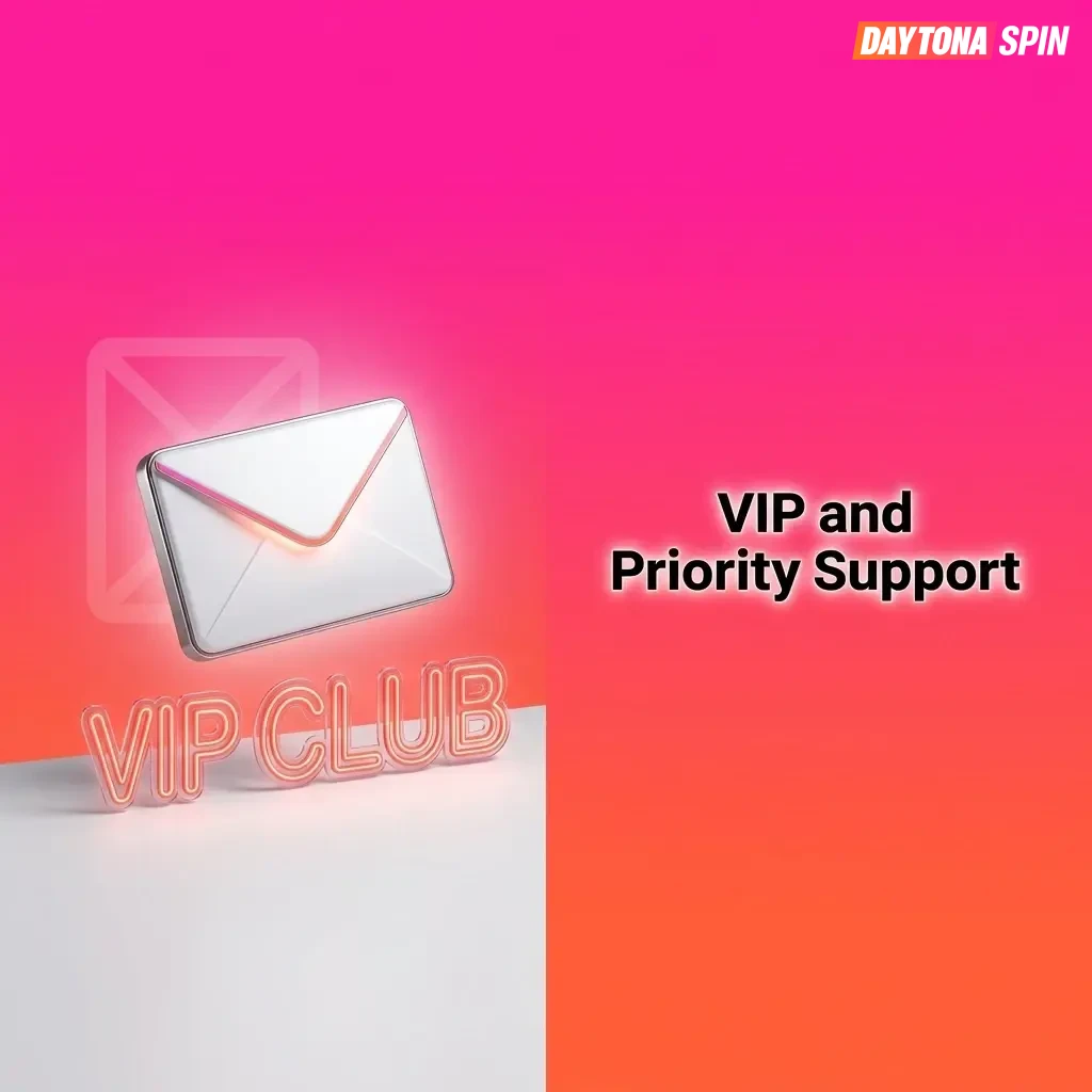 Daytona Spin VIP priority support line offering fast responses for high-value queries, exclusive offers, and personalised assistance