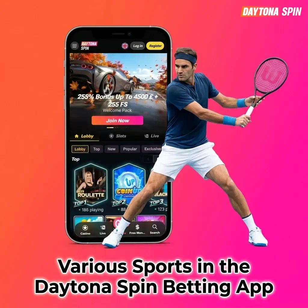 Daytona Spin betting app sports markets including football, basketball, tennis, cricket, eSports and more