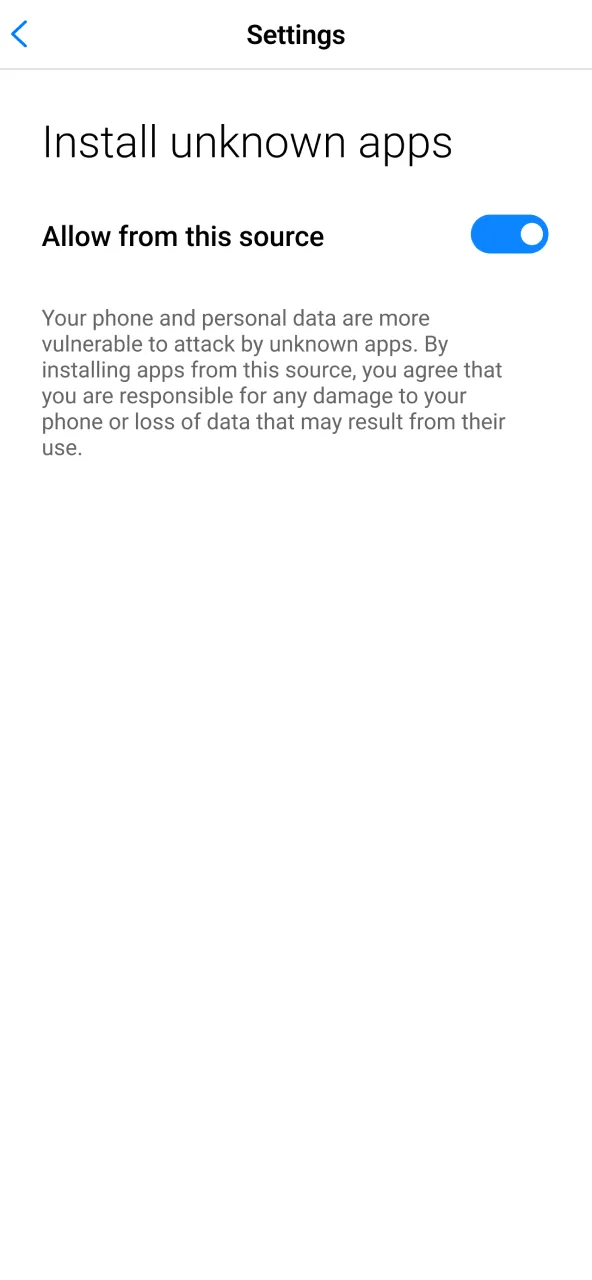 Enable unknown sources in Security to install the Daytona Spin APK.