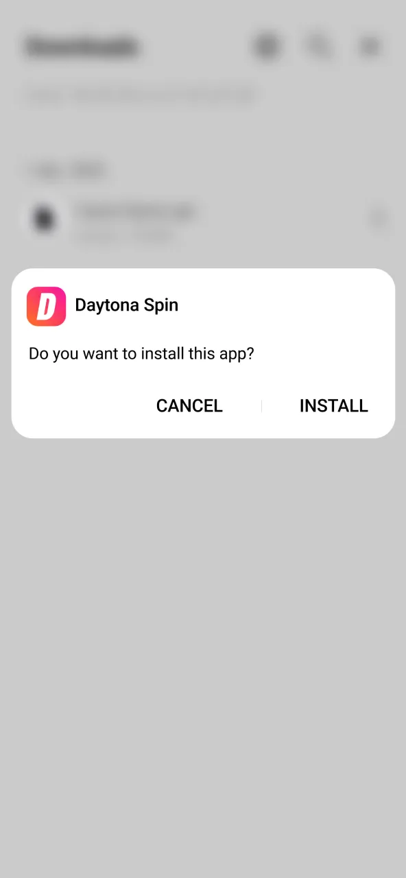 Run the downloaded Daytona Spin APK, finish setup, and start the app.
